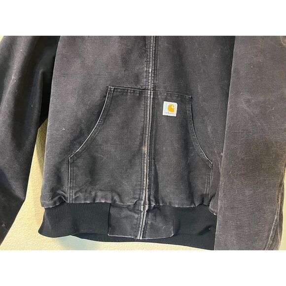 Carhartt Black Utility Jacket Mens XXL Tall Canvas Lined Heavy Duty Clean - Picture 4 of 10